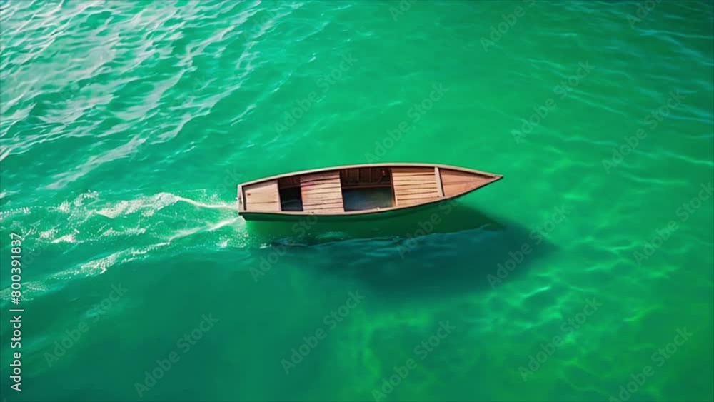 An empty small fishing boat at sea. Generated with AI An empty small fishing boat at sea. Generated with AI