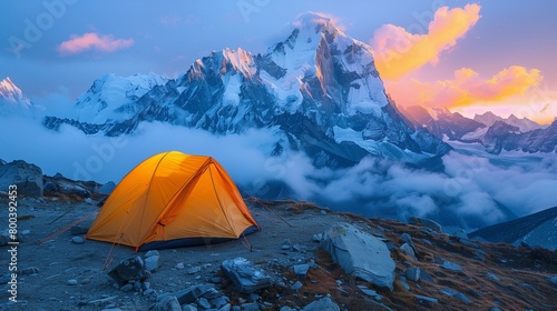 Mountaineer's Dream: Sunrise Over the Himalayan Range, generative ai