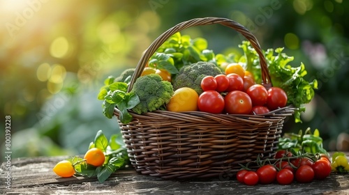 Cheerful Donation  Basket of Fresh Produce  generative ai