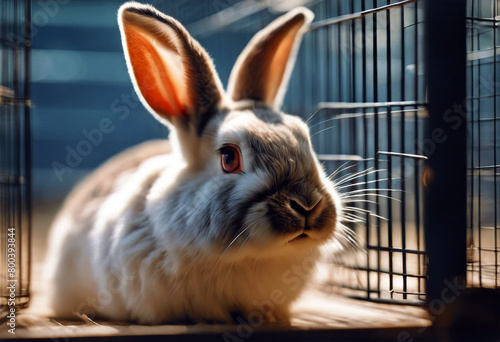 front Cute rabbit cage Background Nature Easter Grass White Animal Happy Farm Portrait Funny Eyes Young Beautiful Pet Mammal Wooden Wildlife Fauna Fur Domestic Breed BunnyBackground Nature Easter 