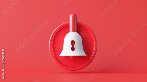 A notification message bell icon representing alerts and alarms, presented in a 3D vector illustration style. photo