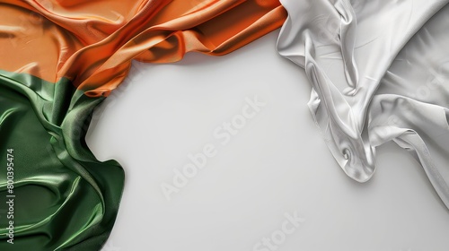 Indian republic day, flat lay top view, Indian tricolor flag india independence day. photo