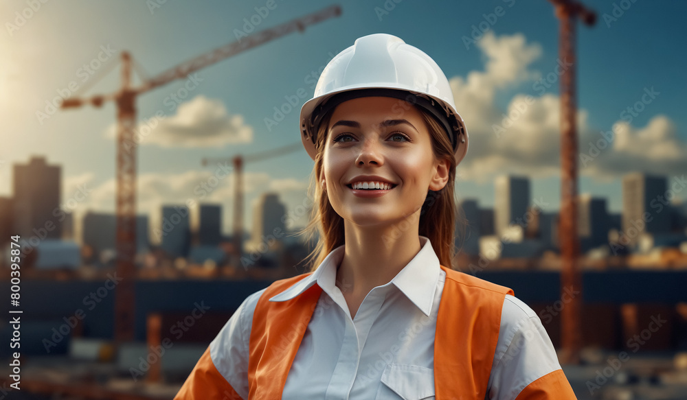 Businesswomen Wearing Hard Hats. The concept of productive, working women. Businesswomen Wearing Hard Hats. The concept of productive, working women.