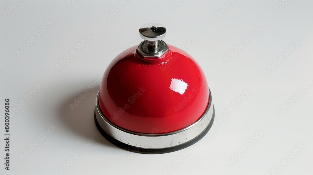 A red service ring bell isolated on a white background, commonly used for calling attention or service.