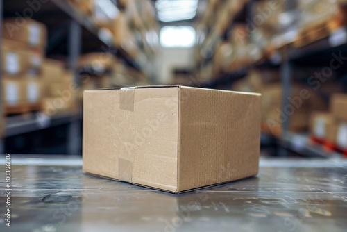 Cardboard Box on Warehouse Shelf - Storage