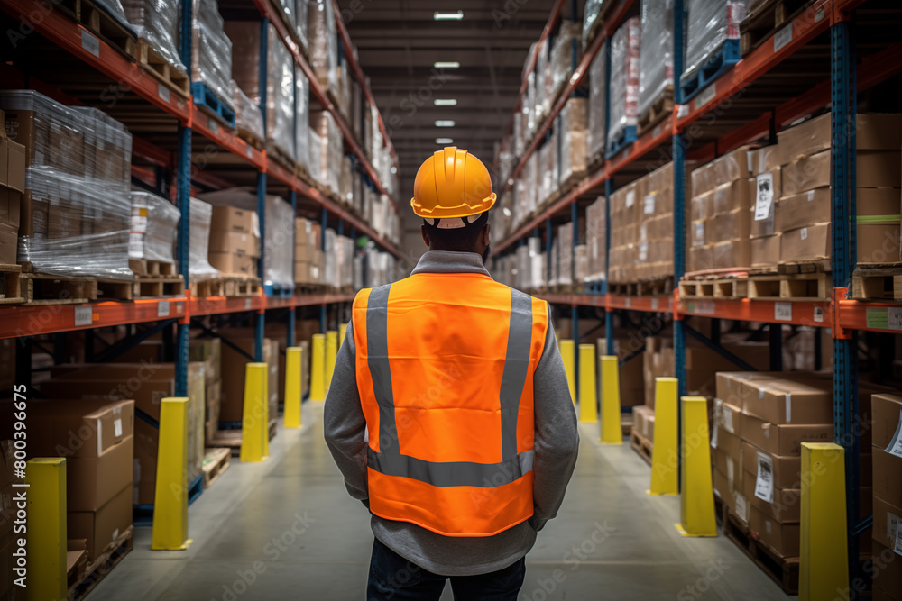 Fototapeta premium Modern warehouse filled with stacks of small parcel boxes showcasing E-commerce Logistics 