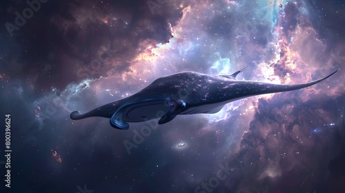 Manta Ray Gliding Across a ...