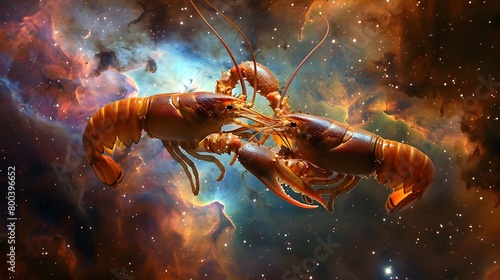 Cosmic Lobster Pas de Deux A Romantic Space Ballet in the Nebula s Embrace photo