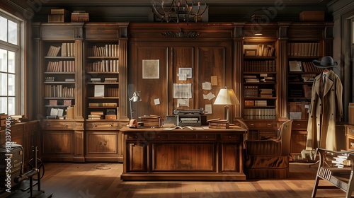 Vintage Detective's Office, generative ai photo