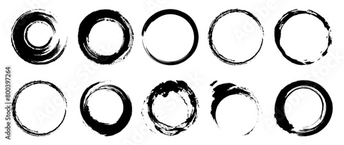 Brush-drawn circles as a paint illustration sign.