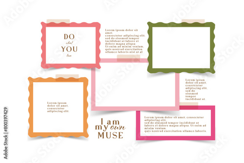 Vector photo collage template moodboard pictures grids vector illustration