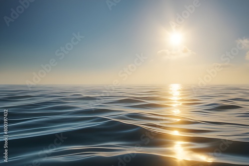 Calm sea background reflected in sunlight. Generative ai.