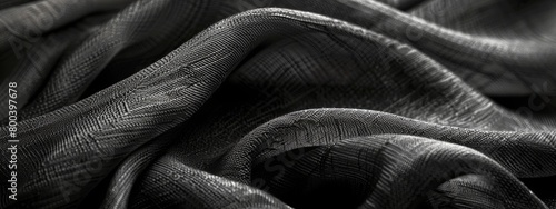 Close-up twisted black fabric with a refined texture. photo