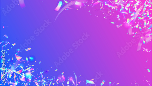 Neon Effect. Transparent Tinsel. Cristal Dust. Light Colourful Template. Disco Texture. Blue 3d Burst. Festive Confetti. Digital Design. Pink Neon Effect