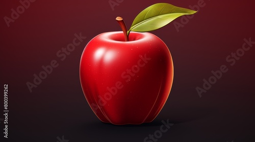 Depicting a solitary red apple with a single leaf, the image represents simplicity and the beauty of a single object