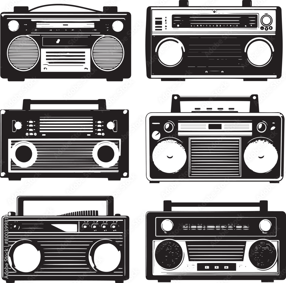 Retro Radio Stencil Vector Bundle Retro Radio Stencil Vector Bundle