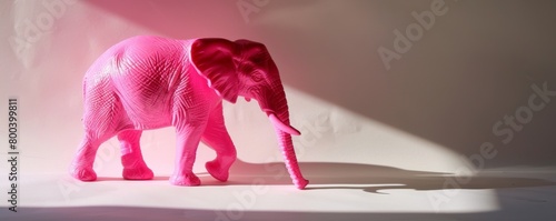 Pink elephant figurine casting a shadow