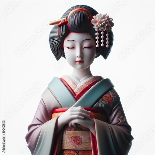 chinese geisha statue on white