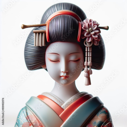 chinese  geisha statue on white