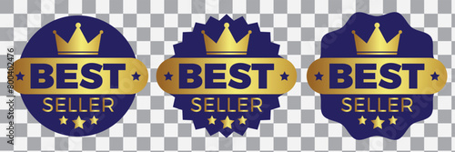 Set of premium luxury best seller badge icon flat vector illustration clipart isolated. Best seller sticker, label, banner, ribbon collection. Set of best seller metal emblem for sale. 11:11 