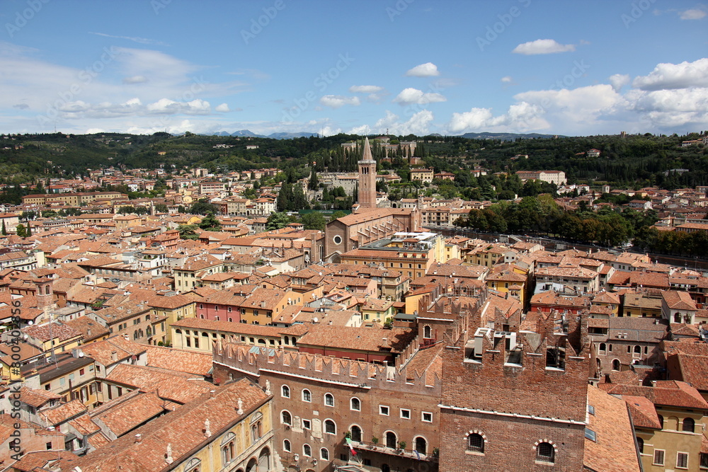 Naklejka premium Verona Italy 09/03/2023. Red tiled roofs in the city of Verona.