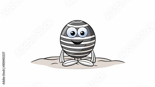 A black and white cartoon character with large soulful eyes and a shy smile. Its round compact body is topped with a striped shell and it is often. Cartoon Vector.