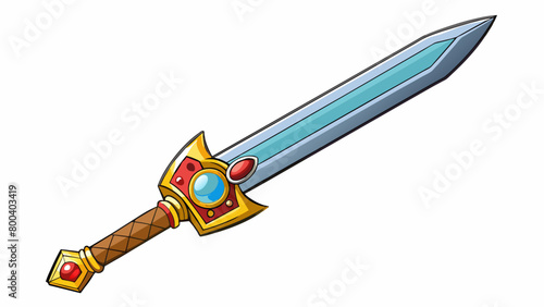 A ceremonial sword with a bejeweled hilt and a polished silver blade used for formal ceremonies and parades.  on white background . Cartoon Vector.