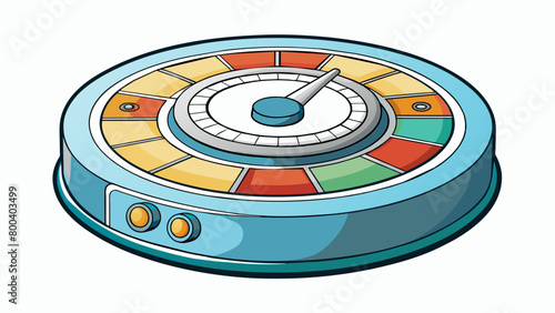 A circular device with a dial and a needle that moves to indicate the temperature. The dial is marked with different numbers corresponding to specific. Cartoon Vector.