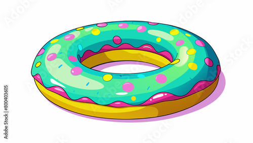 A colorful inflatable inner tube shaped like a donut and decorated with fun patterns. Its great for lounging in the waves or floating around in the. Cartoon Vector.