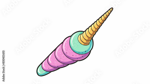 A colorful delicately crafted unicorn horn made entirely out of shimmering sugarcoated marshmallow with a smooth surface and a light springy texture.. Cartoon Vector.
