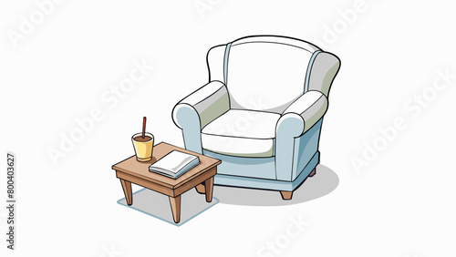 A comfortable armchair with a notepad and pen on a side table representing the thes role in providing a safe and comfortable space for clients to. Cartoon Vector.