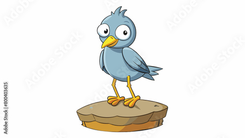 A comicallooking bird balancing on a rocky cliff its round body and short legs making it appear a bit clumsy yet still elegant.  on white. Cartoon Vector.