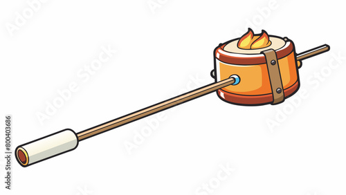 A compact and portable marshmallow roaster consisting of a telescoping metal rod that can extend to various lengths making it suitable for use over. Cartoon Vector.