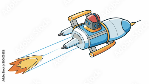 A compact lightweight device that attaches to the back of a person and allows them to fly through the air. It has small jet engines and can reach high. Cartoon Vector.