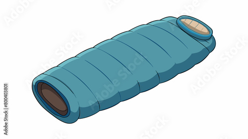 A cozy rectangular sleeping bag with a plush flannel lining and a durable polyester shell. It features a fulllength zipper and a hood for added warmth. Cartoon Vector. photo