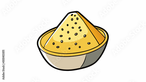 A creamy light beige dressing with a bold zesty aroma and a tangy citrusy undertone. Bits of black pepper and a sprinkle of grated parmesan cheese add. Cartoon Vector.
