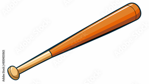 A cylindrical lightweight object with a smooth polished surface designed to be swung and hit a ball in a game with a team of players.  on white. Cartoon Vector.
