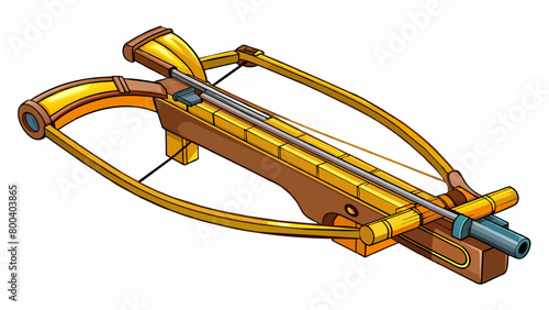 A crossbow can also be described as a compact and portable bow and arrow. Instead of a long curved bow it has a shorter and stiffer one making it. Cartoon Vector.