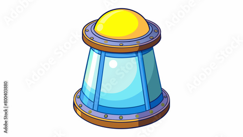 A cylindrical object with a domed top and bottom emitting a bright pulsating glow.  on white background . Cartoon Vector.