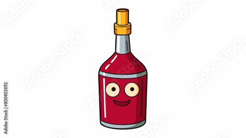 A dark vinegar with a sharp taste made from red wine and used in salad dressings and marinades.  on white background . Cartoon Vector.