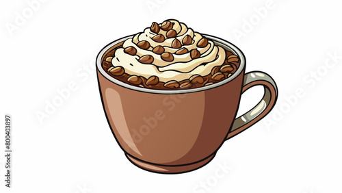A decadent mixture of crushed hazelnuts and creamy milk chocolate perfect for adding a touch of sweetness to your morning coffee. on white. Cartoon Vector.