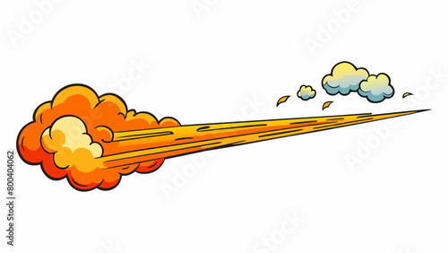 A fiery streak that seems to dance and flicker as it streaks from cloud to cloud leaving a trail of sparks in its wake.  on white background . Cartoon Vector.