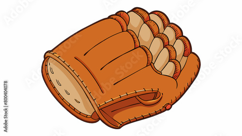 A first basemans glove stands out with its uniquely elongated design and extra padding. The glove is made of thick leather and has a large flat. Cartoon Vector. photo