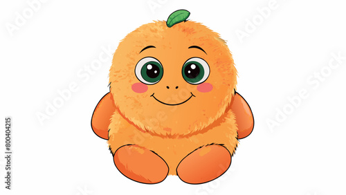 A fuzzy stuffed peach toy with a friendly smile and rosy . Its soft plush fabric makes it the perfect companion for children to cuddle with or. Cartoon Vector.