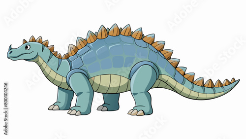 A giant creature resembling a dinosaur with a long neck and a thick armored shell that can weigh over 1500 pounds. Its scaly skin is a deep shade of. Cartoon Vector.