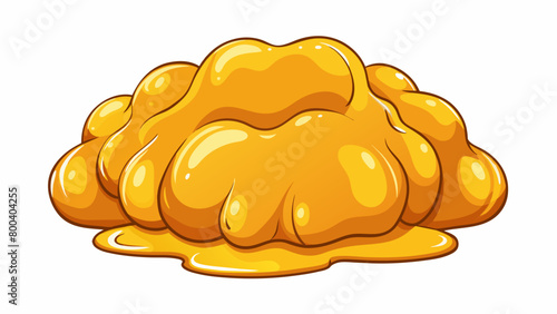 A glossy liquid with a slightly thicker consistency than traditional syrup boasting a rich complex sweetness that lingers on the tongue. Its golden. Cartoon Vector.