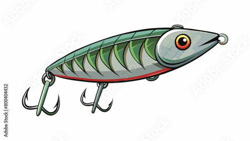 A heavy metal s lure with a concave shape and a wobbling action designed to mimic the movement of injured fish and attract larger predatory fish. . Cartoon Vector.