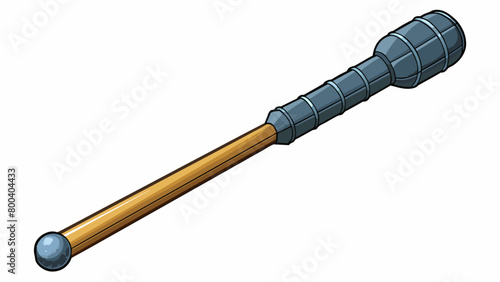 A heavy solid metal cue with a thick rubber grip that fits snugly in the palm of the hand. The tip is made of tough graphite giving it a slightly. Cartoon Vector.