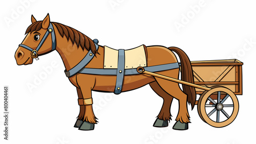 A horse harness is a large leather contion that is p over a horses head and shoulders to allow it to pull carts or carriages. It has several ss and. Cartoon Vector.