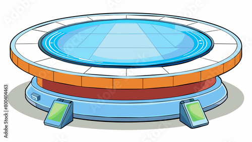 A hightech board with a circular shape and a large glasscovered display screen in the center. It uses powerful magnets to levitate and has a. Cartoon Vector.